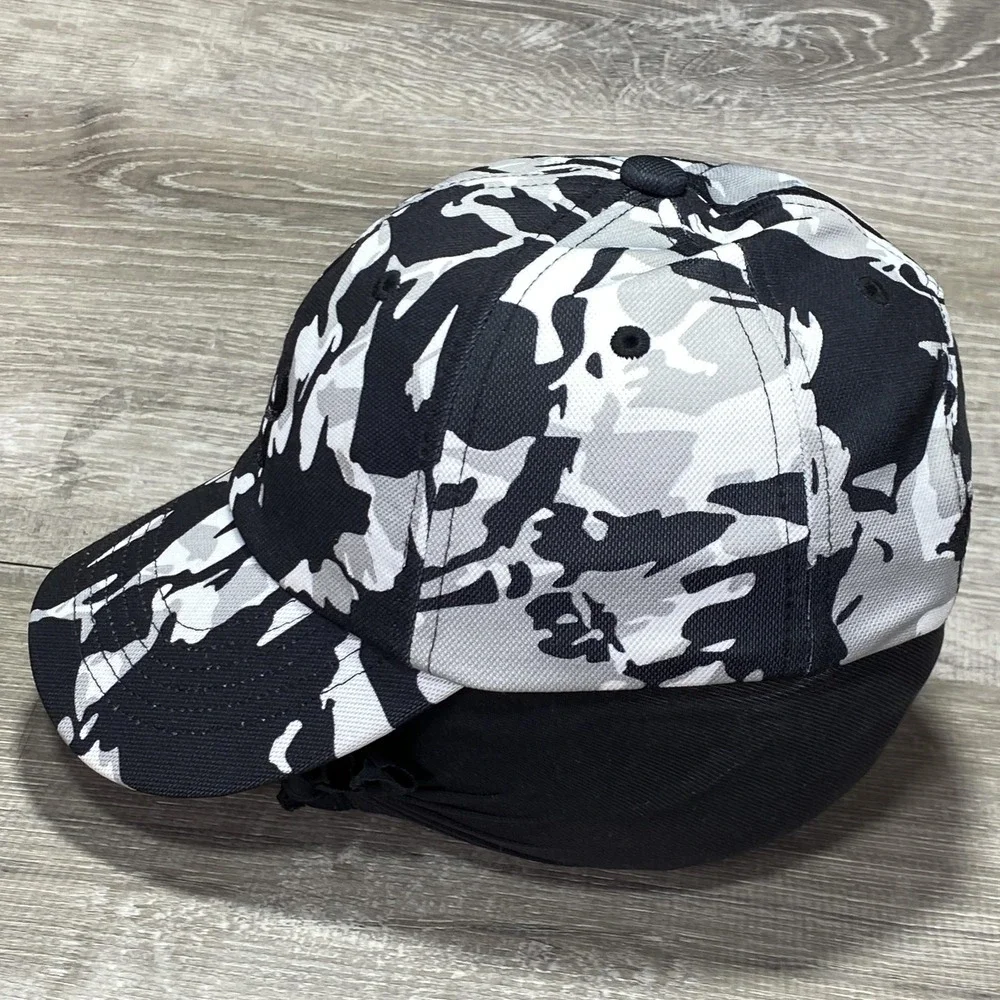 Under Armour Hat Cap Strap Back Youth OSFM Black White Camo Camouflage Polyester